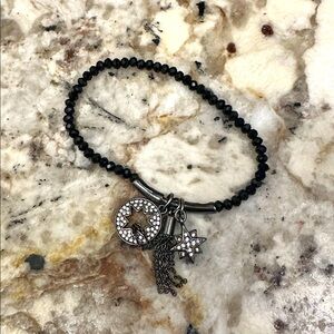 NWOT WHBM stretchy black/pewter/rhinestone bracelet